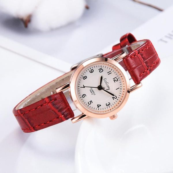 

wristwatches retro red leather band watch women scale womens watches analog quartz wrist clock saat gift for q4, Slivery;brown