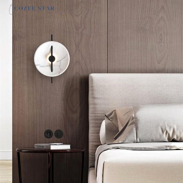 

wall lamp postmodern led lamps nordic novelty round marble iron sconce home decoration bedroom living room indoor lighting