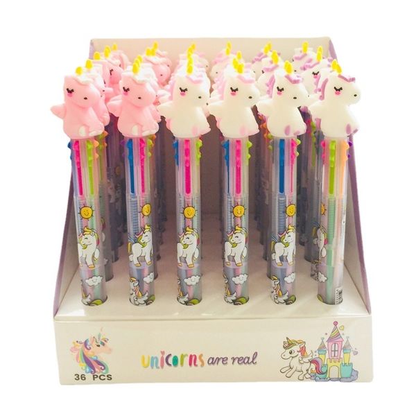 

pen cute unicorn silica gel head 6 colors press ball note number drawing hand account 0.5