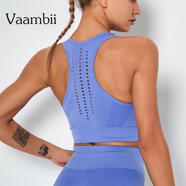 

yoga outfit mesh sports wear for women gym pitted women's open back brassiere wide seamless bra with straps