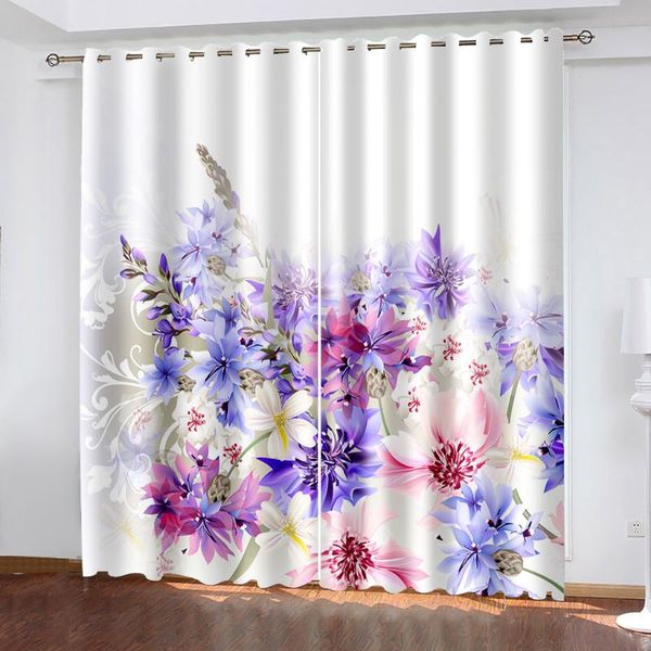 

curtain & drapes 3d digital printing floral plant pattern woven curtains for bedroom left and right biparting open home modern blackout