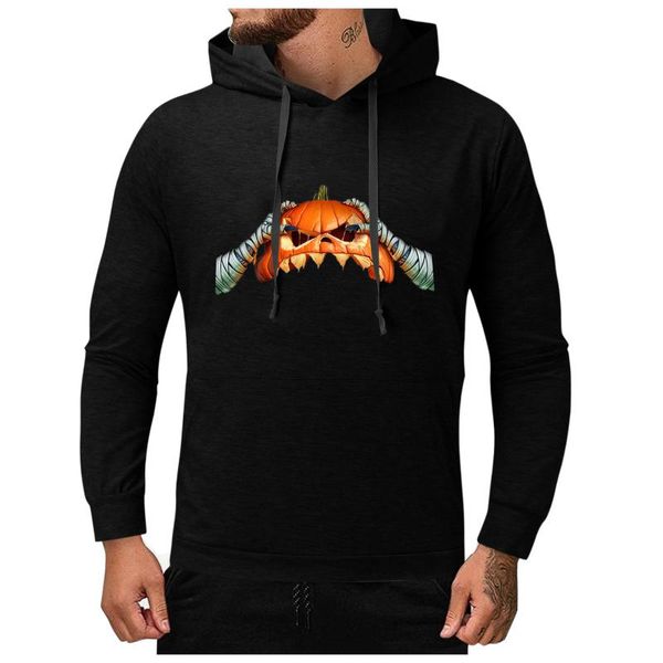 

men's hoodies & sweatshirts halloween streetwear sports 2021 casual pumpkin print male long sleeve pullovers slim hip hop sweatshirt #, Black