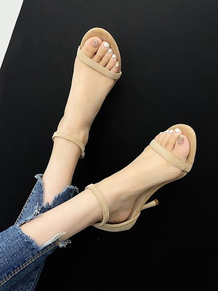

sandals women's summer 2021 celebrities all-match stiletto high heels, Black