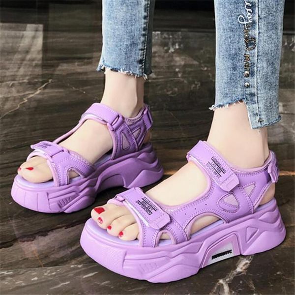 

women outdoor sports sandals female comfortable breathable beach shoes super fire non-slip leisure summer thick bottom footwear, Black