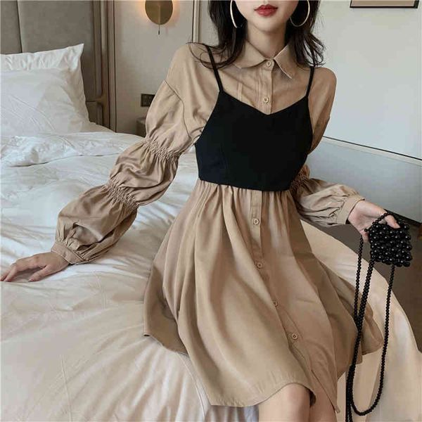 

casual dresses brinaok women's blouse, set of two fashion pieces, spring and fall, smooth, lapel, single buffing sleeve, 30me, Black;gray