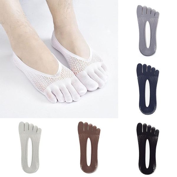 

men's socks 2021 fashion summer five-finger men women ultrathin sock funny toe invisible silicone anti-skid anti-friction solid, Black