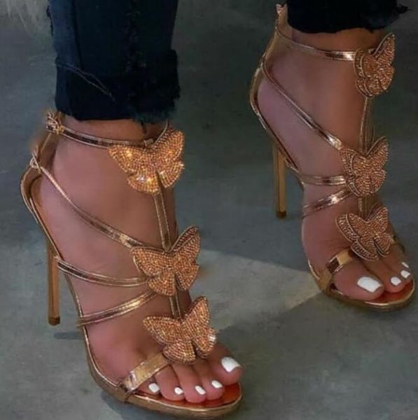 

sandals women 2021 banquet rhinestone butterfly hollow bag with ladies wild slippers outdoor fashion flip flops, Black