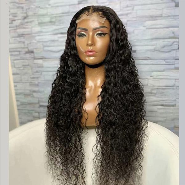 

preplucked natual black color long looes wave transparent lace front synthetic wig for women with baby hair heat temperature wigs