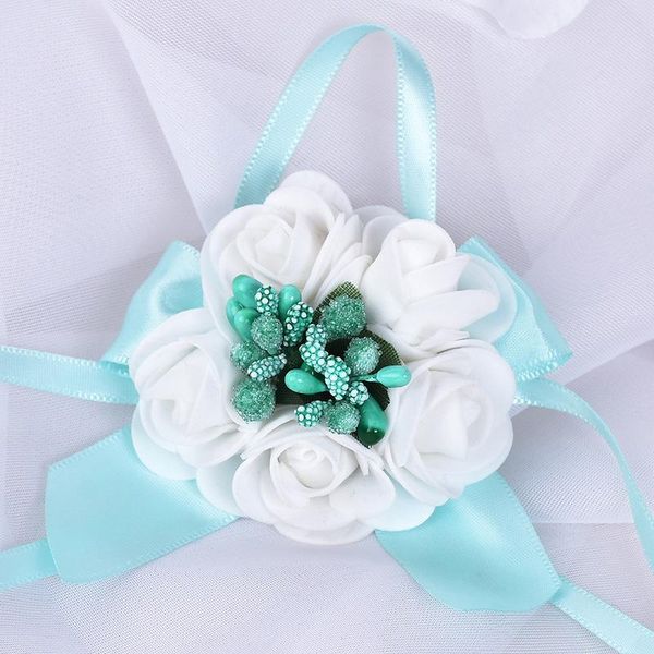 

1pcs wrist flower bridesmaid boutonniere bridal artificial ribbon wedding party fake flowers decorative & wreaths