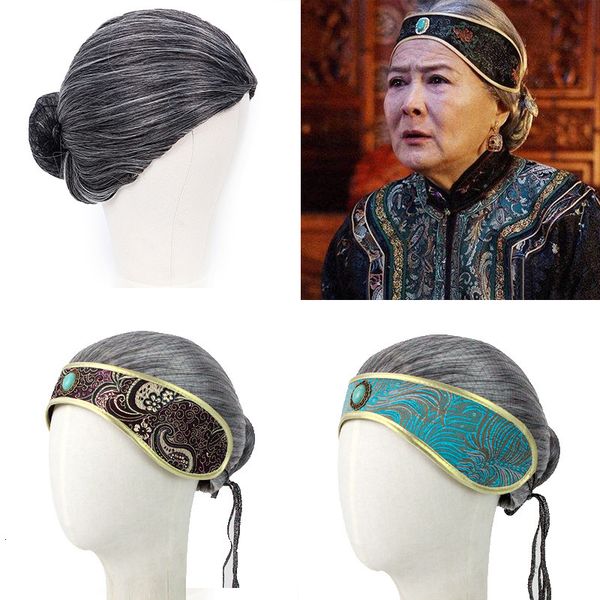 

costume wig granny li's drama performance old lady grey lady's head cover, Black