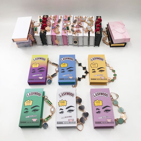 

wholesale dramatic lash package alse eyelash packaging box 3d mink lashes boxes faux cils strip diamond chain magnetic case empty