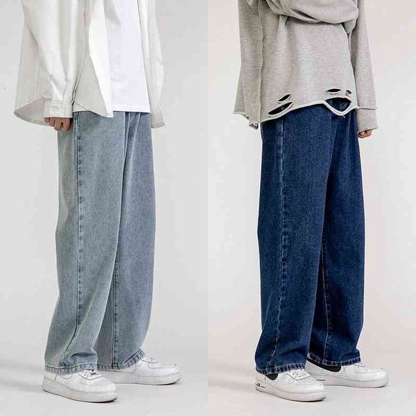 

men's jeans calÃ§a jeans masculina folgada, reta, nova, casual, perna larga, calÃ§a de vaqueiro, moda urbana coreana, hip hop, 5 cores 7u, Blue