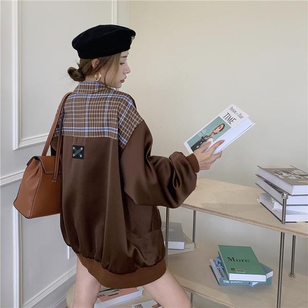 

women's jackets real price s korean style false two-piece niche design, Black;brown