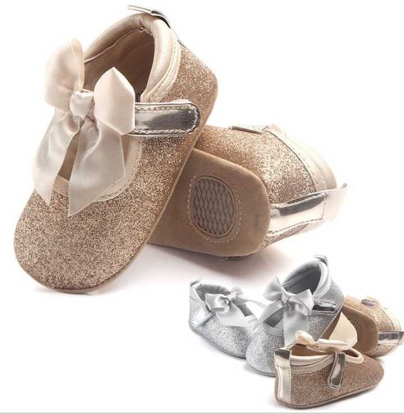 

shiny infant baby princess shoes first half rubber sole soft non slip single walkers