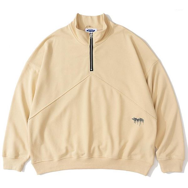

men's hoodies & sweatshirts men oversize zipper interval reality print loose mens long sleeve pullover harajuku moletom, Black