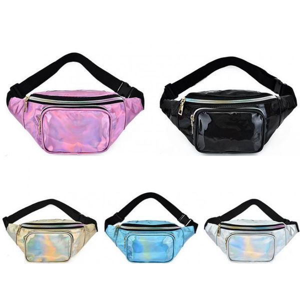 

holographic waist bag for women laser silver fanny pack female belt hip bum hologram heuptas purse pouch bags