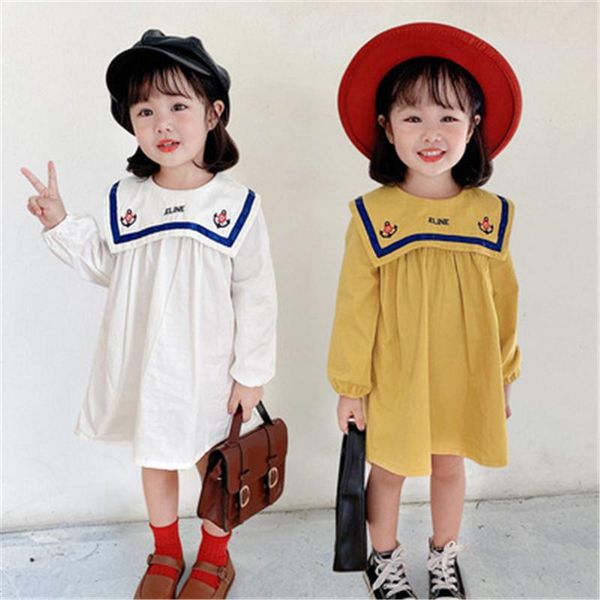 

girl's dresses kawaii floral girls dress 2021 summer maritime style long sleeve baby princess for birthday christmas party, Red;yellow