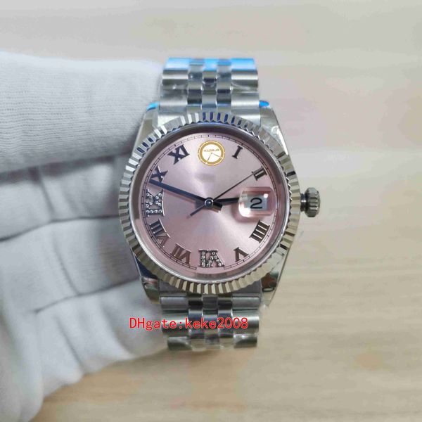 

bp maker watches 36mm 126234 diamond roman pink dial sapphire stainless 316l jubilee mechanical automatic ladies women's watch luminesc, Slivery;brown