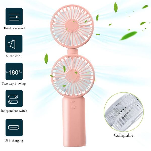 

strong wind quiet operation portable mini fan two-way folding long-lasting power for office bedroom party favor