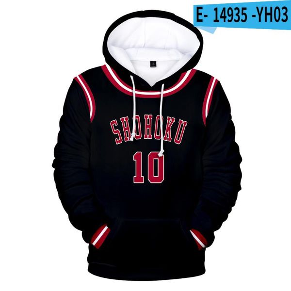 

men's hoodies & sweatshirts shohoku team's jersey anime men boy sweatshirt hanamichisakuragi kaede rukawa sportswear team shirt po, Black