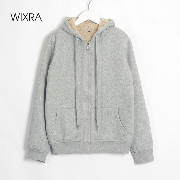 

women's hoodies & sweatshirts wixra solid hoodie long sleeve thick fur hooded womens casual zip up female loose winter, Black