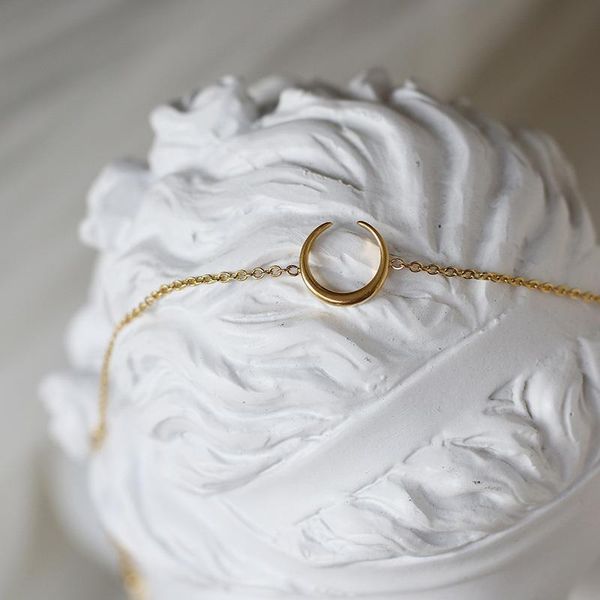 

link, chain 2021 arrive vinatge delicate gold moon bracelet 316l stainess steel prevent allergy not fade bangles anniversary gift, Black
