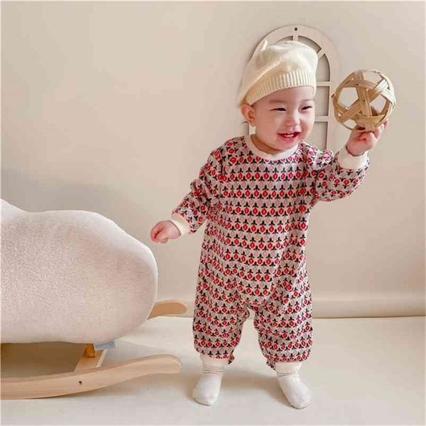

spring arrival girls long sleeve cartoon rompers baby printed romper 210528, Blue