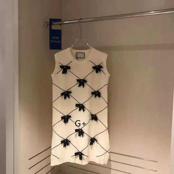 

design clothing family's new gaoding bow treasure series vest dress in early autumn embroidery hand sewing fashion and leisure, White