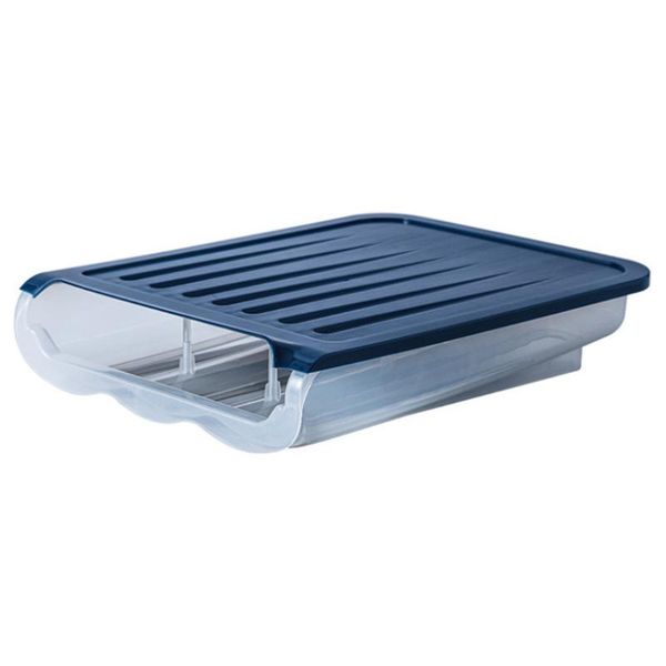 

egg storage box single layer with lid auto roll plastic transparent case large capacity refrigerator preservation bottles & jars