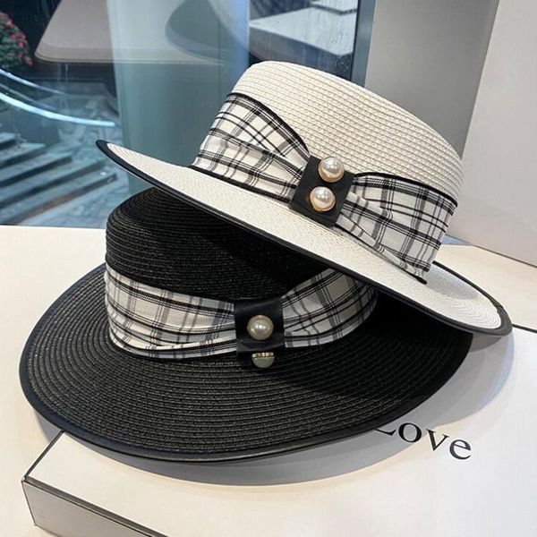 

fashion summer straw hat woman beach sun hats leisure journey outdoors vacation accessories uv protection big brimmed wide brim, Blue;gray