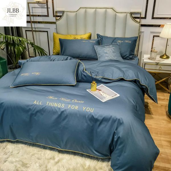 

bedding sets luxury egyptian cotton set solid color embroidery bed duvet cover sheet spread flat pillowcases