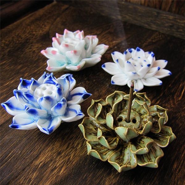 

fragrance lamps lotus incense burners ceramic censer handicraft burner stick holder for home teahouse yoga studios temples decoration