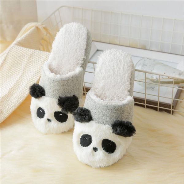 

slippers cute cartoon design autumn and winter indoor non-slip soft comfortable plush women slipper shoes, Black