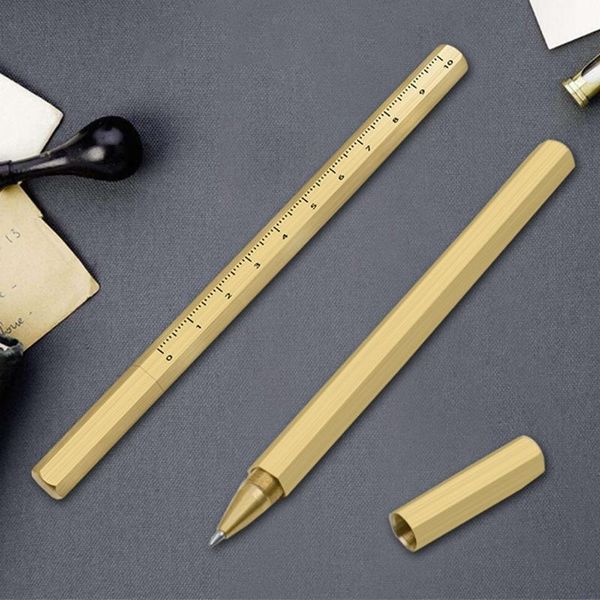 

gel pens creative vintage metallic pen hexagonal brass signing school supplies j6pb