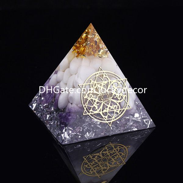 6cm Chakra Símbolo Proteção Orgone Pirâmide Gerador de Pirâmide Decoração Sagrado Geometria Metatron Cubo Flor Árvore de Vida Hamsa Reiki Cura Crystal Orgonite Gemstones