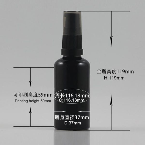 

storage bottles & jars 1.7oz shiny black glass bottle with plastic lotion and mist spray skin care packaging