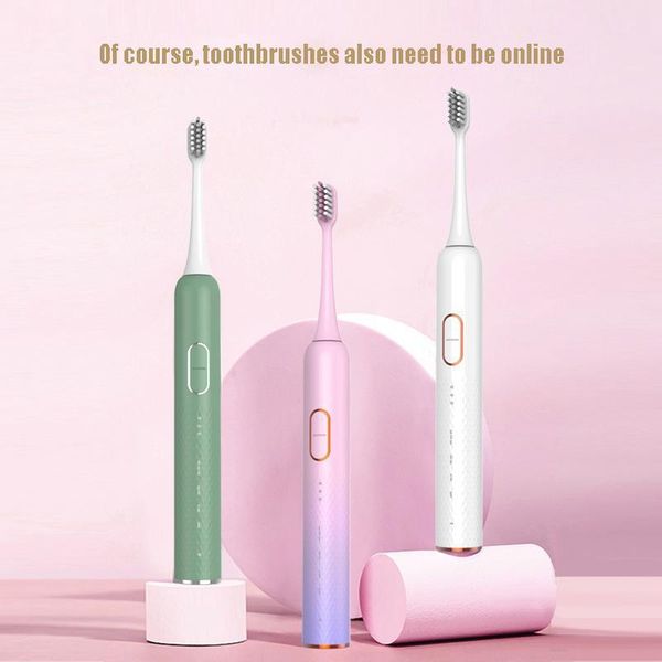 

smart electric toothbrush home travel portable 60 days long standby waterproof usb simple advanced style soft bristle couple