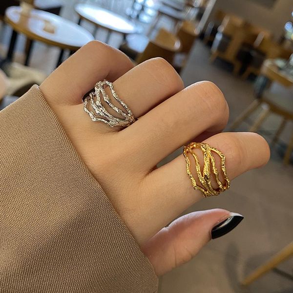 

wedding rings punk geometric lava for women girl gold silver plated exaggerated open finger european style jewelry anillos bague, Slivery;golden
