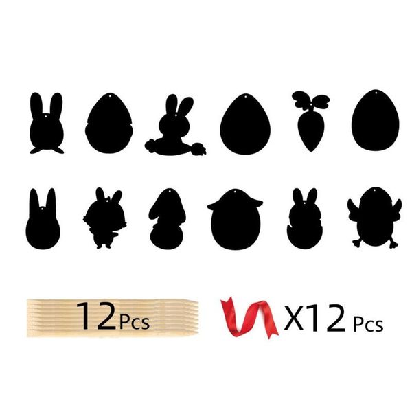 

other arts and crafts 1 set easter scratch picture pendant with egg wooden pens ribbons kids children diy art paint decorations 28gf