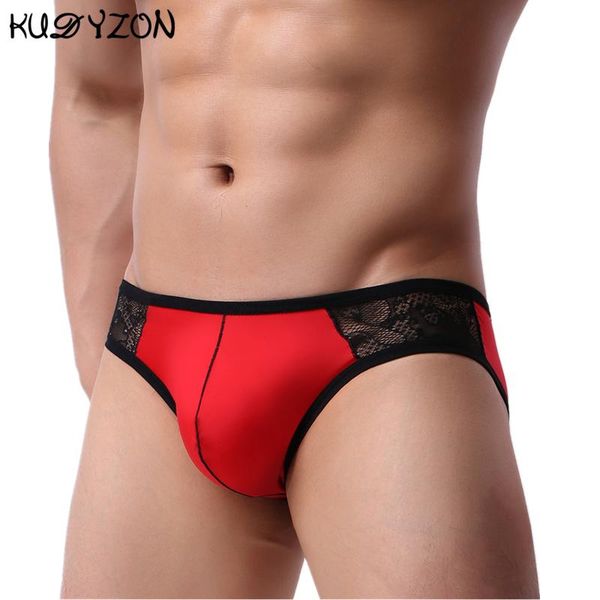 Mutande Biancheria intima da uomo sexy Seta di ghiaccio Slip da uomo ultra sottili Mutandine Cueca Slip a vita bassa Hombre Patchwork Lingerie traspirante