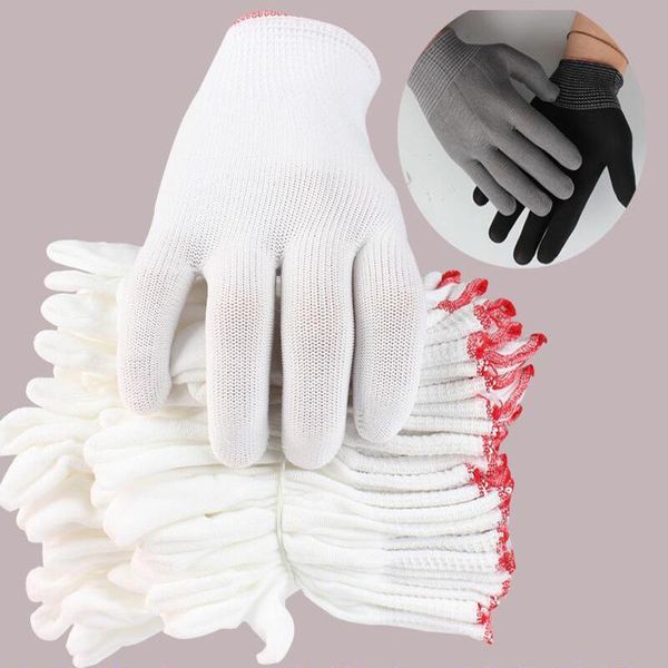 

12/24pcs thin nylon labor gloves knitted outdoor garden work wear-resistant non-slip protective reri889 disposable