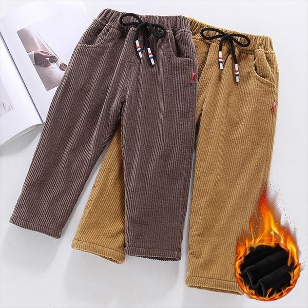 

baby kids solid trousers plus velvet corduroy pants 1 7 years old childrens winter straight long for boy casual, Blue