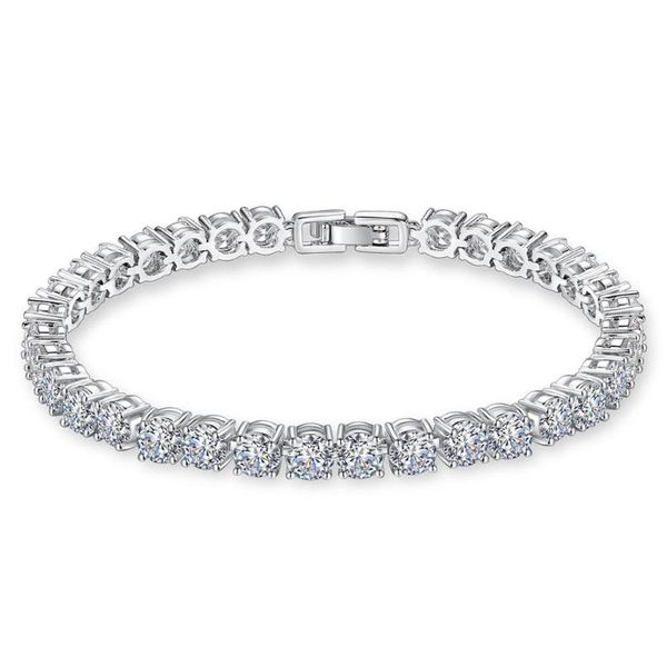 

link, chain 925 sterling silver luxury 5mm cubic zirconia tennis crystal bracelet for women girl party jewelry, Black