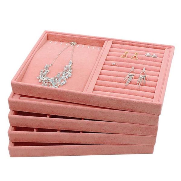 

jewelry pouches, bags pink box ring display organizer case tray holder necklace earrings bangle storage showcase stand, Pink;blue