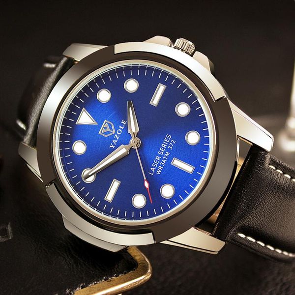 

wristwatches 2021 yazole fashion sport watch men's quartz clock leather strap waterproof wristwatch male relogio masculino saat, Slivery;brown