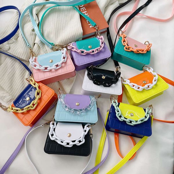 

2021 summer fashion bag macarone color contrast jelly single shoulder msenger bag fashionable mini square
