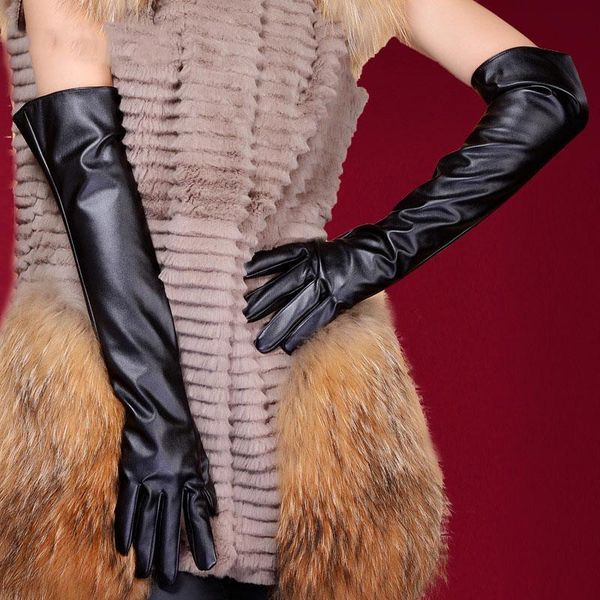 

fingerless gloves  women leather long winter wedding party mittens, Blue;gray