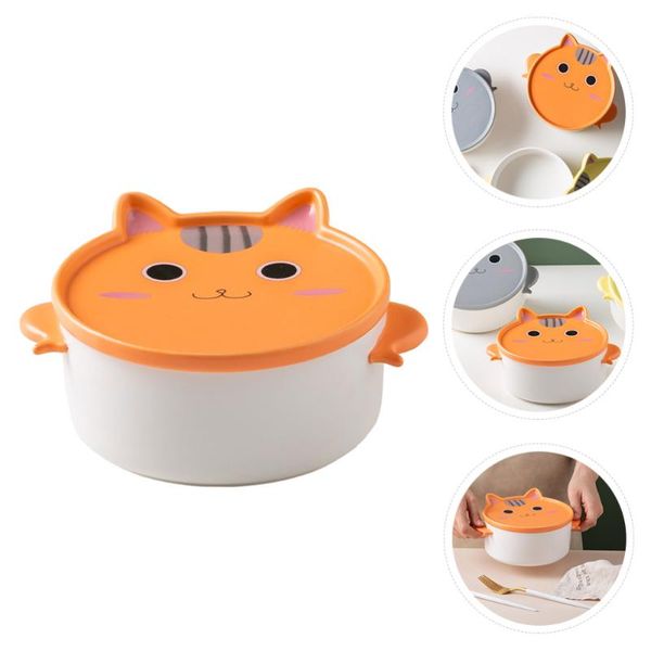 

1pc instant noodle bowl with lid adorable ceramic double side handle bowls