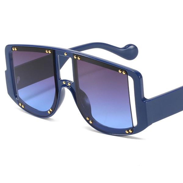

fashion sunglasses frames trend large frame conjoined rivet, Black