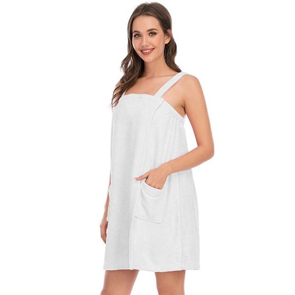 

towel spa sauna elastic sleeveless mini solid fast drying bathroom women bath bathrobe with pockets beach home soft